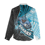 Cronulla Sutherland Sharks Rugby Women Casual Shirt Tribal Polynesian Power Art - Lightning Mascot