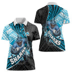 Cronulla Sutherland Sharks Rugby Women Polo Shirt Tribal Polynesian Power Art - Lightning Mascot