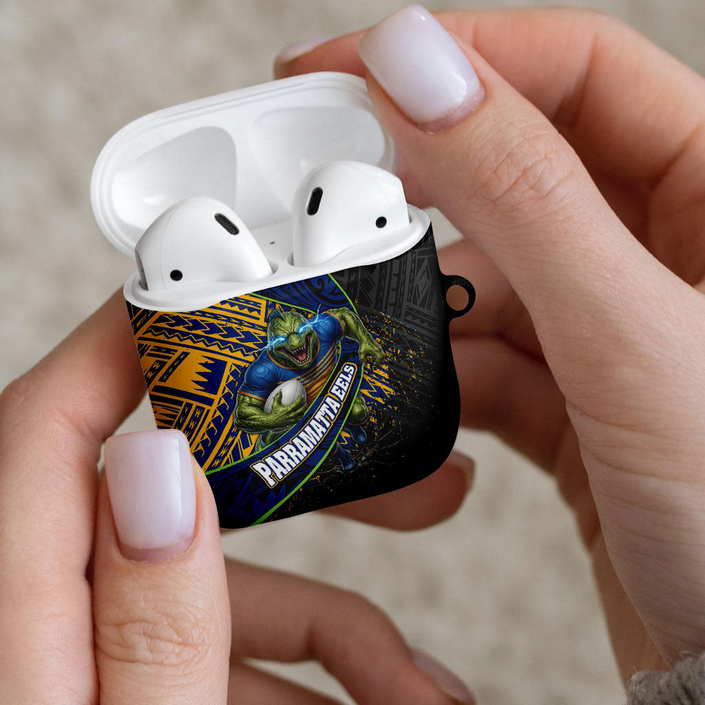 Parramatta Eels Rugby AirPods Case Tribal Polynesian Power Art - Lightning Mascot