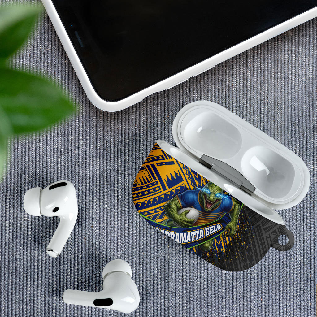 Parramatta Eels Rugby AirPods Case Tribal Polynesian Power Art - Lightning Mascot