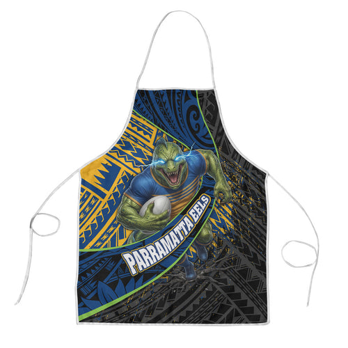 Parramatta Eels Rugby Apron Tribal Polynesian Power Art - Lightning Mascot