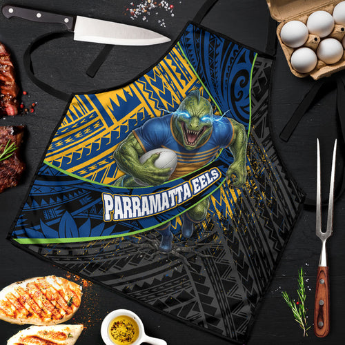 Parramatta Eels Rugby Apron Tribal Polynesian Power Art - Lightning Mascot
