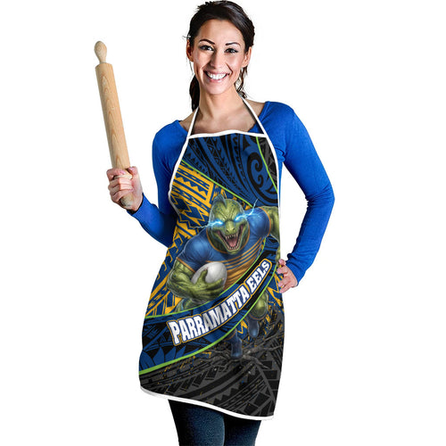 Parramatta Eels Rugby Apron Tribal Polynesian Power Art - Lightning Mascot