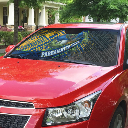 Parramatta Eels Rugby Auto Sun Shade Tribal Polynesian Power Art - Lightning Mascot