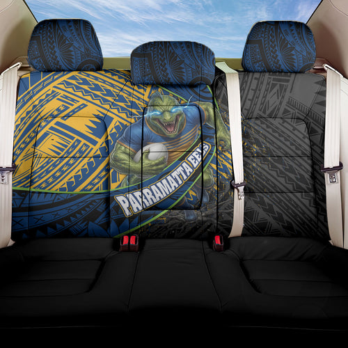 Parramatta Eels Rugby Back Car Seat Cover Tribal Polynesian Power Art - Lightning Mascot