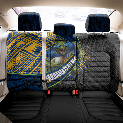 Parramatta Eels Rugby Back Car Seat Cover Tribal Polynesian Power Art - Lightning Mascot