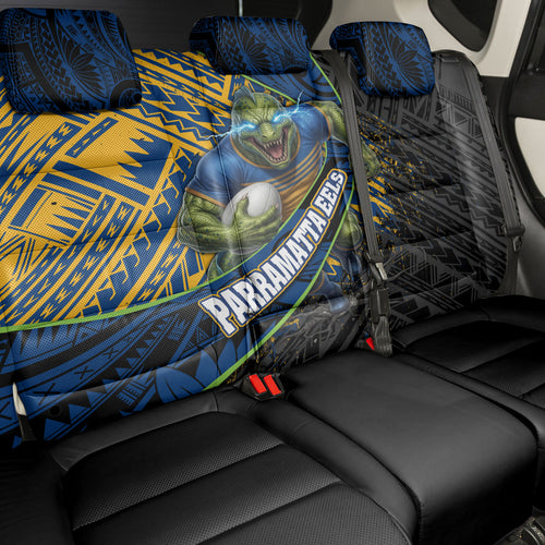 Parramatta Eels Rugby Back Car Seat Cover Tribal Polynesian Power Art - Lightning Mascot