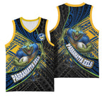 Parramatta Eels Rugby Basketball Jersey Tribal Polynesian Power Art - Lightning Mascot
