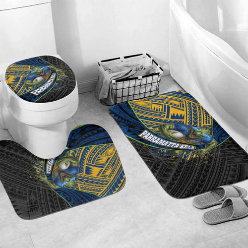 Parramatta Eels Rugby Bathroom Set Tribal Polynesian Power Art - Lightning Mascot