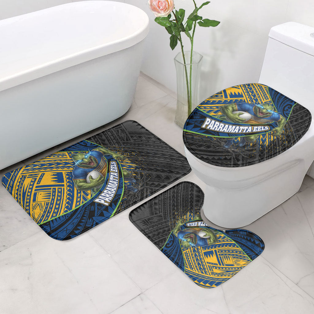 Parramatta Eels Rugby Bathroom Set Tribal Polynesian Power Art - Lightning Mascot