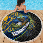 Parramatta Eels Rugby Beach Blanket Tribal Polynesian Power Art - Lightning Mascot