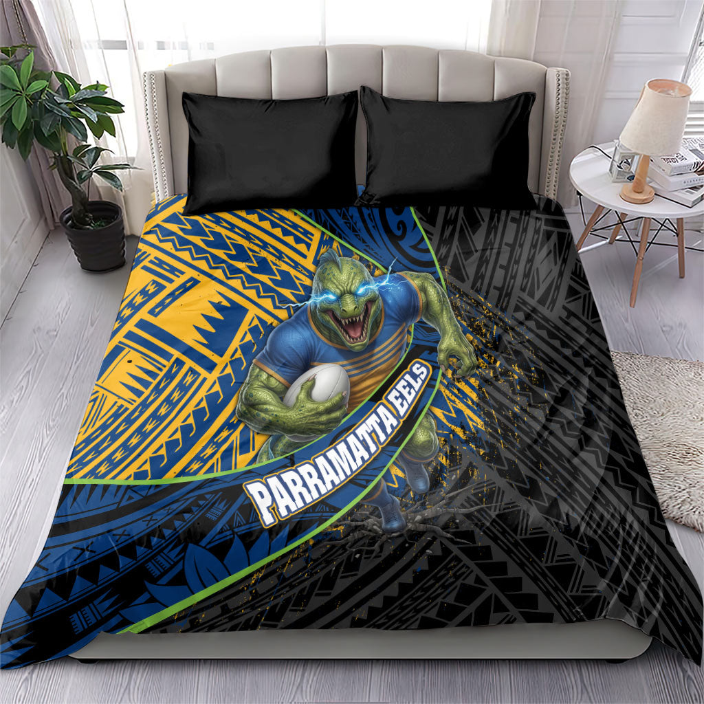 Parramatta Eels Rugby Bedding Set Tribal Polynesian Power Art - Lightning Mascot
