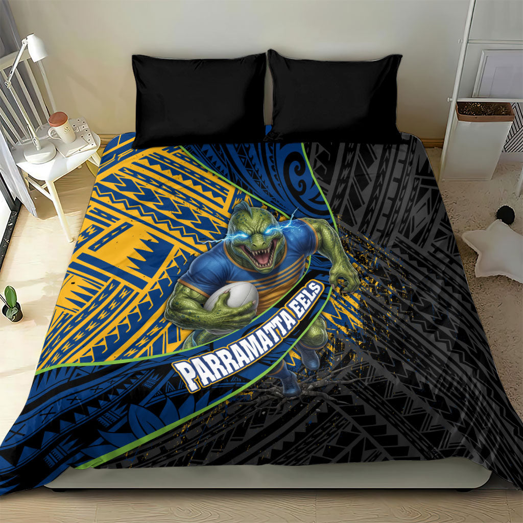 Parramatta Eels Rugby Bedding Set Tribal Polynesian Power Art - Lightning Mascot