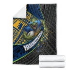 Parramatta Eels Rugby Blanket Tribal Polynesian Power Art - Lightning Mascot