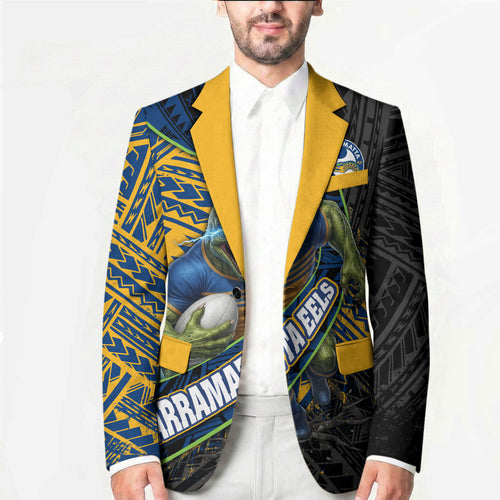Parramatta Eels Rugby Blazer Tribal Polynesian Power Art - Lightning Mascot