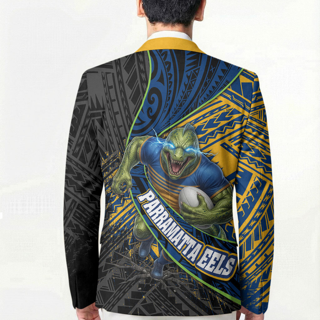 Parramatta Eels Rugby Blazer Tribal Polynesian Power Art - Lightning Mascot