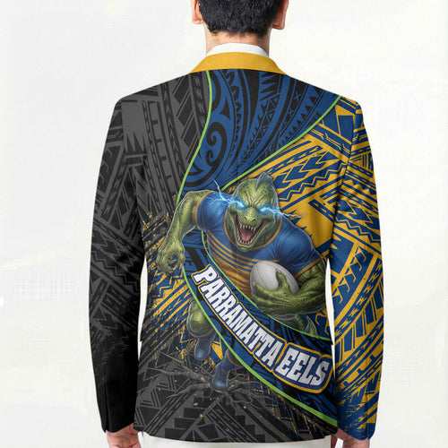 Parramatta Eels Rugby Blazer Tribal Polynesian Power Art - Lightning Mascot