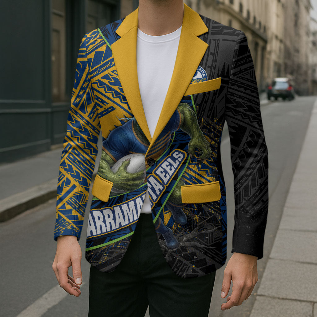 Parramatta Eels Rugby Blazer Tribal Polynesian Power Art - Lightning Mascot