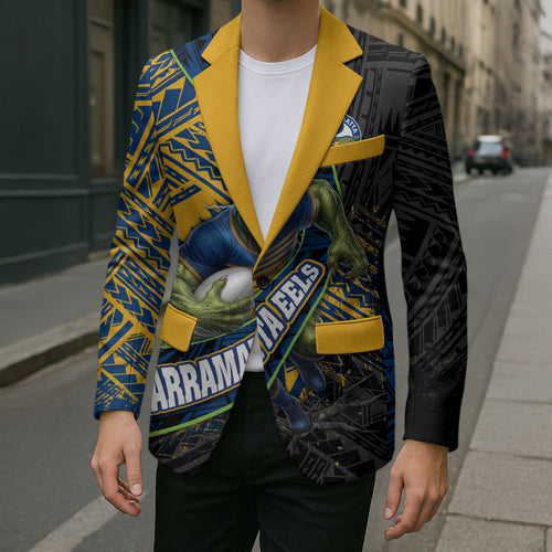 Parramatta Eels Rugby Blazer Tribal Polynesian Power Art - Lightning Mascot