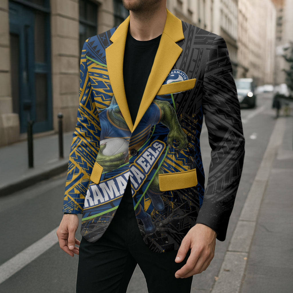 Parramatta Eels Rugby Blazer Tribal Polynesian Power Art - Lightning Mascot