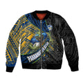 Parramatta Eels Rugby Bomber Jacket Tribal Polynesian Power Art - Lightning Mascot