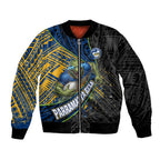 Parramatta Eels Rugby Bomber Jacket Tribal Polynesian Power Art - Lightning Mascot