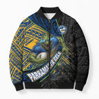 Parramatta Eels Rugby Bomber Puffer Jacket Tribal Polynesian Power Art - Lightning Mascot