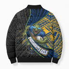Parramatta Eels Rugby Bomber Puffer Jacket Tribal Polynesian Power Art - Lightning Mascot