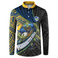 Parramatta Eels Rugby Button Sweatshirt Tribal Polynesian Power Art - Lightning Mascot