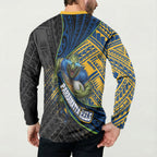 Parramatta Eels Rugby Button Sweatshirt Tribal Polynesian Power Art - Lightning Mascot