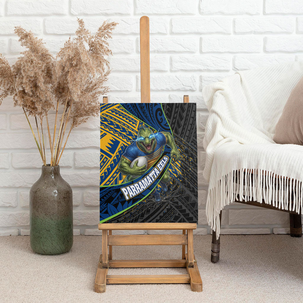 Parramatta Eels Rugby Canvas Wall Art Tribal Polynesian Power Art - Lightning Mascot