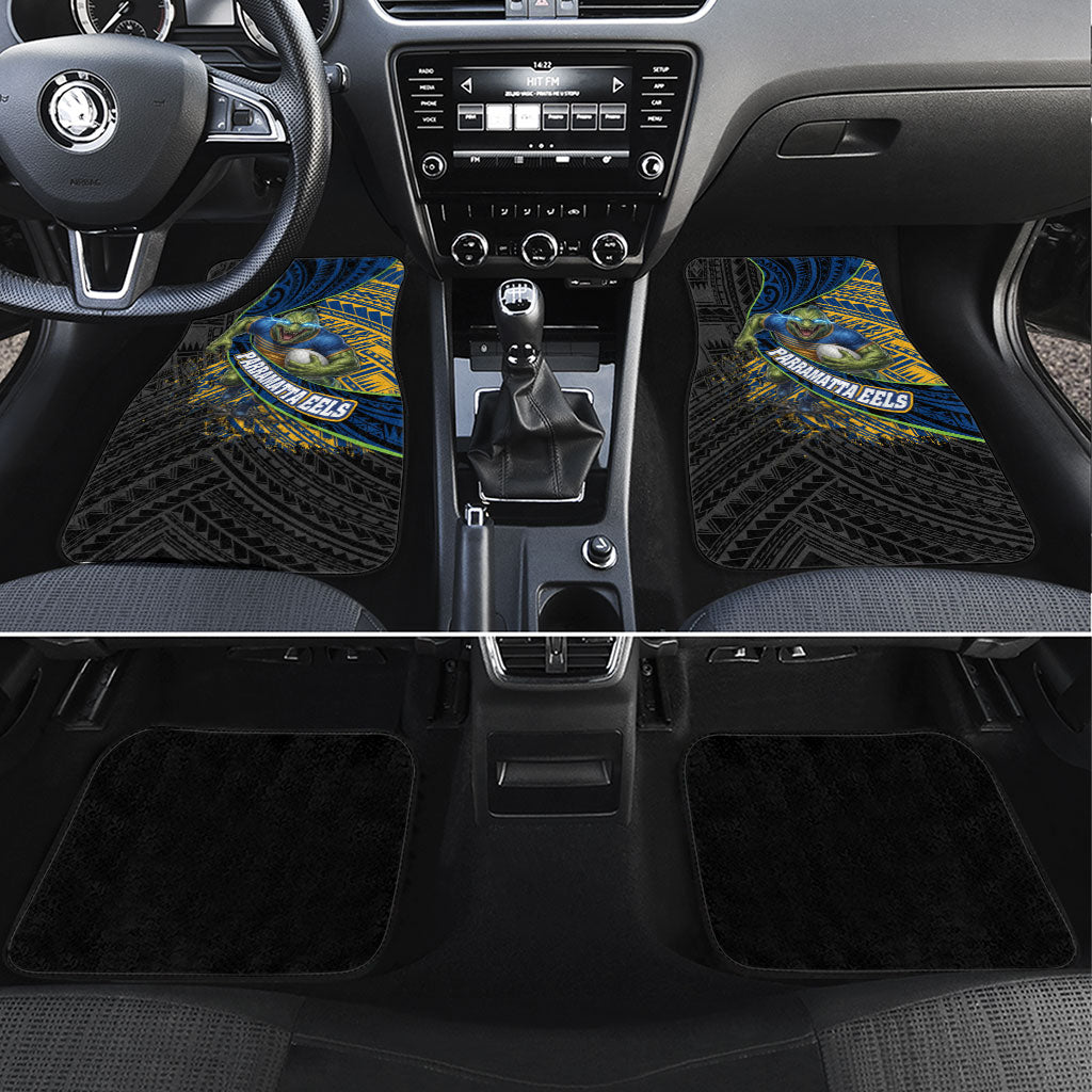 Parramatta Eels Rugby Car Mats Tribal Polynesian Power Art - Lightning Mascot