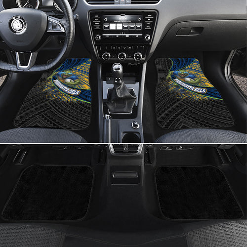 Parramatta Eels Rugby Car Mats Tribal Polynesian Power Art - Lightning Mascot