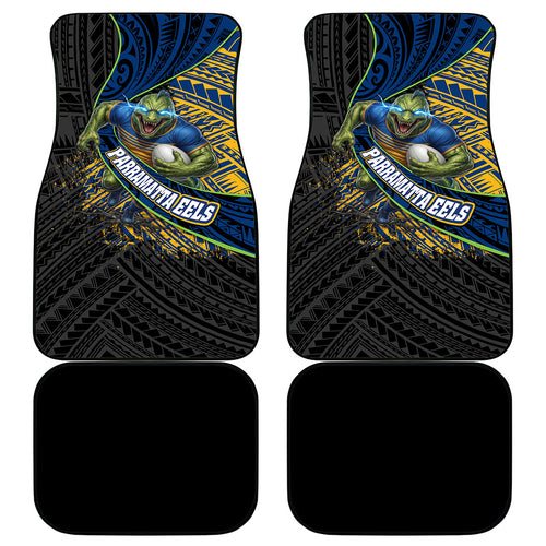 Parramatta Eels Rugby Car Mats Tribal Polynesian Power Art - Lightning Mascot