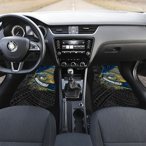 Parramatta Eels Rugby Car Mats Tribal Polynesian Power Art - Lightning Mascot