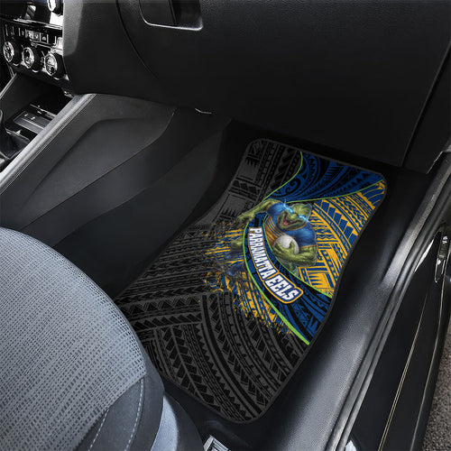 Parramatta Eels Rugby Car Mats Tribal Polynesian Power Art - Lightning Mascot