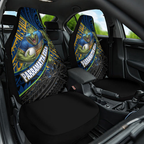 Parramatta Eels Rugby Car Seat Cover Tribal Polynesian Power Art - Lightning Mascot