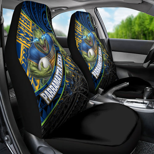 Parramatta Eels Rugby Car Seat Cover Tribal Polynesian Power Art - Lightning Mascot