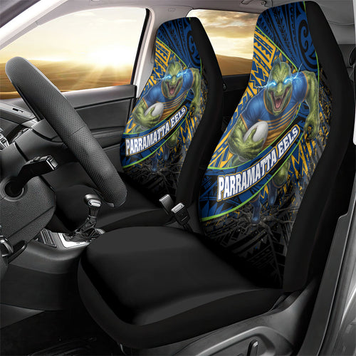 Parramatta Eels Rugby Car Seat Cover Tribal Polynesian Power Art - Lightning Mascot