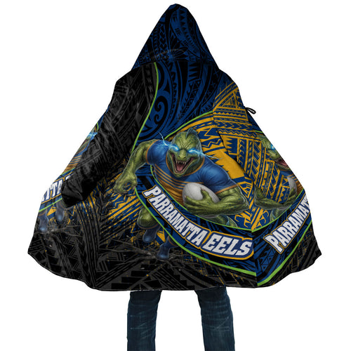 Parramatta Eels Rugby Cloak Tribal Polynesian Power Art - Lightning Mascot