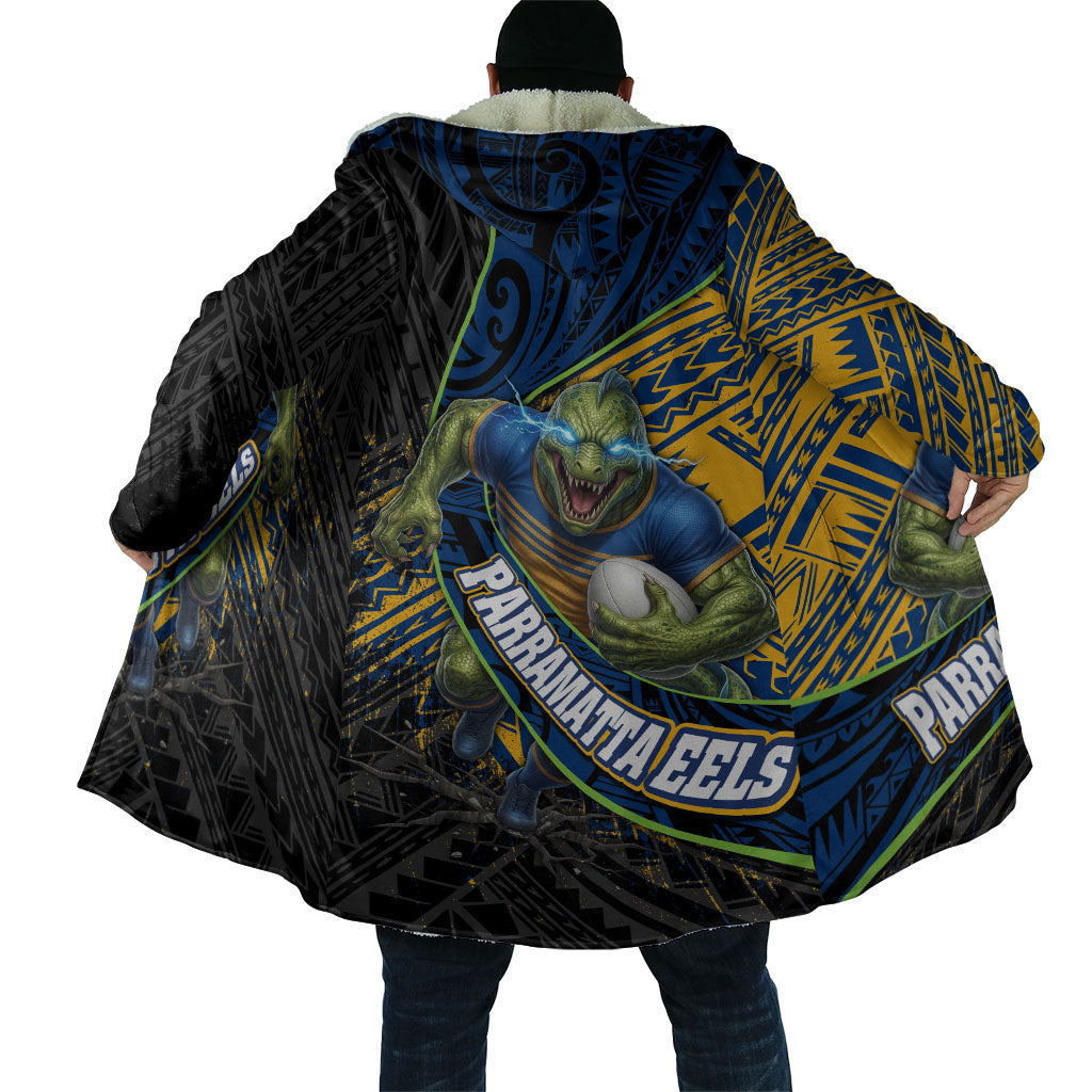 Parramatta Eels Rugby Cloak Tribal Polynesian Power Art - Lightning Mascot