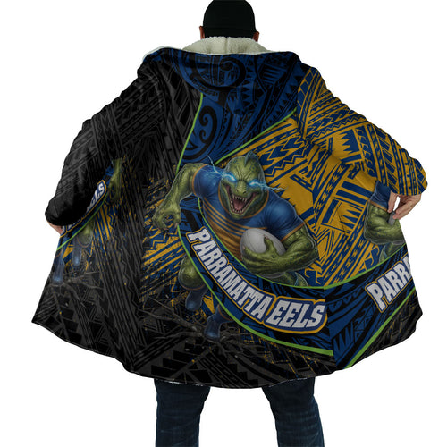 Parramatta Eels Rugby Cloak Tribal Polynesian Power Art - Lightning Mascot