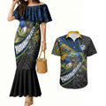 Parramatta Eels Rugby Couples Matching Mermaid Dress and Hawaiian Shirt Tribal Polynesian Power Art - Lightning Mascot