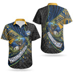 Parramatta Eels Rugby Couples Matching Off Shoulder Maxi Dress and Hawaiian Shirt Tribal Polynesian Power Art - Lightning Mascot