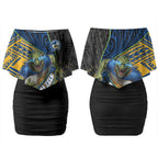 Parramatta Eels Rugby Couples Matching Off Shoulder Short Dress and Long Sleeve Button Shirt Tribal Polynesian Power Art - Lightning Mascot