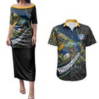 Parramatta Eels Rugby Couples Matching Puletasi and Hawaiian Shirt Tribal Polynesian Power Art - Lightning Mascot