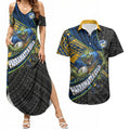 Parramatta Eels Rugby Couples Matching Summer Maxi Dress and Hawaiian Shirt Tribal Polynesian Power Art - Lightning Mascot
