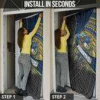 Parramatta Eels Rugby Door Cover Tribal Polynesian Power Art - Lightning Mascot