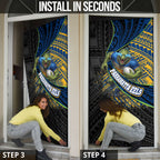 Parramatta Eels Rugby Door Cover Tribal Polynesian Power Art - Lightning Mascot