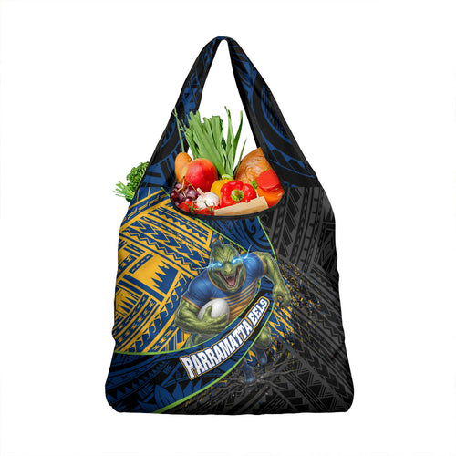 Parramatta Eels Rugby Grocery Bag Tribal Polynesian Power Art - Lightning Mascot
